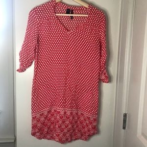 MANGO Printed Coral Mini Dress with Pockets XXS
